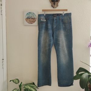 Ecko 💙 Slim Straight Stone‎ Wash Jeans Hip Hop
